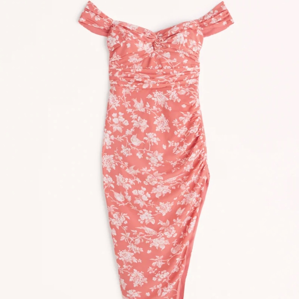 Abercrombie off the shoulder ruched midi dress
